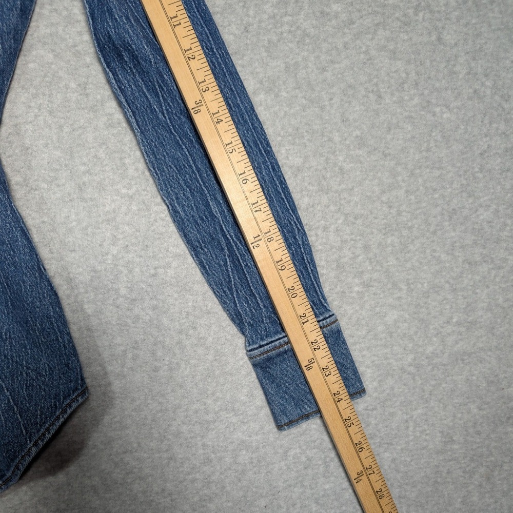 Alexander Wang Blue Denim Button-Down Shirt with Black Collar - Picture 8 of 9